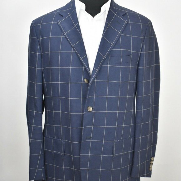 42L Polo Ralph Lauren Corneliani SILK Navy BLAZER - Picture 2 of 7